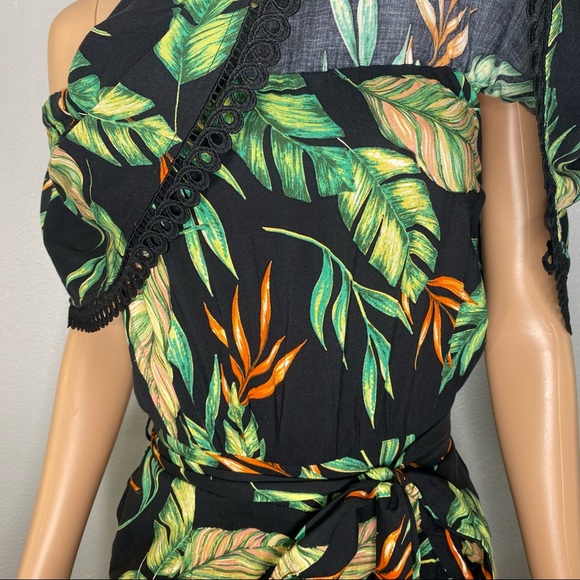 Gilli Green, Black & Orange Off Shoulder Romper - Picture 7 of 8